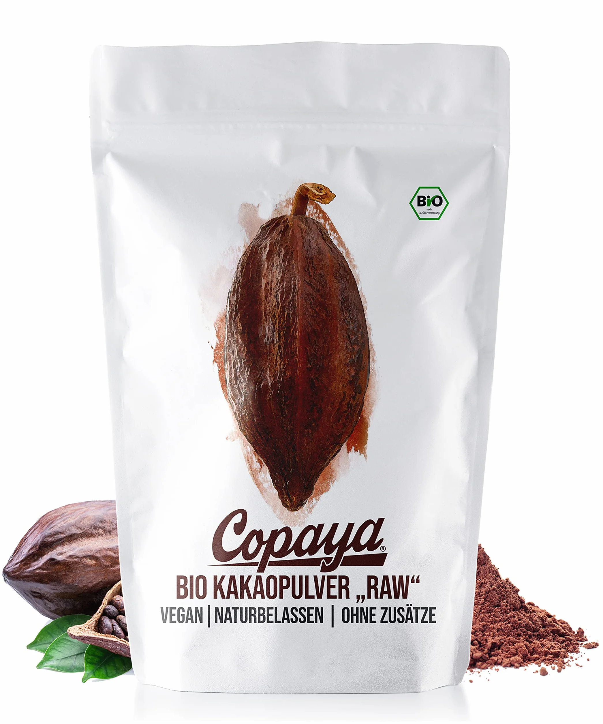 Copaya Kakaopulver BIO 500g, Rohes Kakao Pulver aus biologischem Anbau, Ungesüßt, Unverwechselbares & Intensives Aroma, Aus Hochwertigen Kakaobohnen, 11% Fett, Stark Entölt, 500g