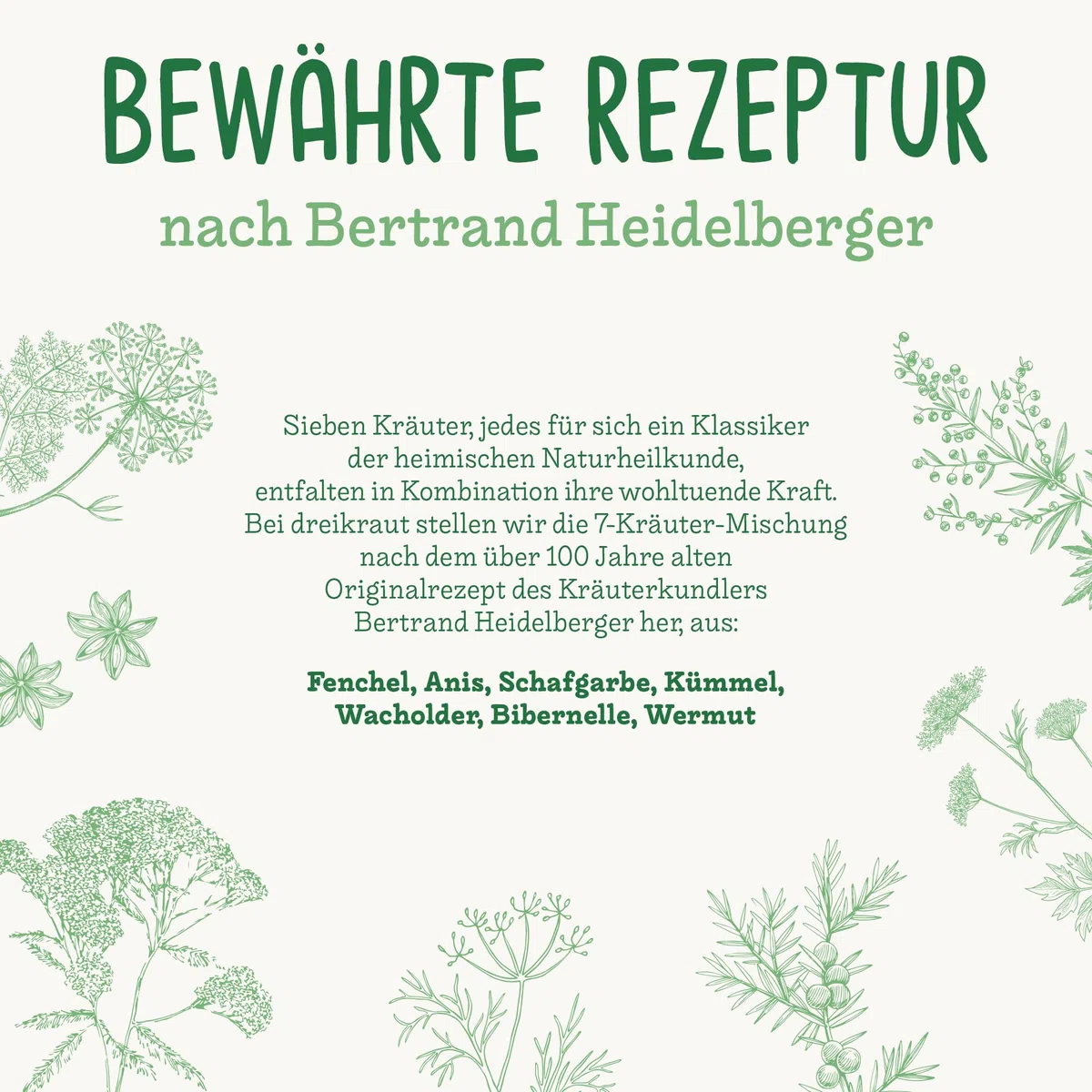 Bio-7-Kräuter-Pulver nach Bertrand Heidelberger, dreikraut, 7-Kräuterstern, extra fein vermahlen (250, Gramm)