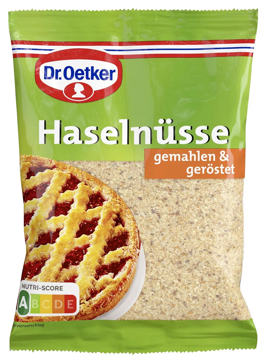 Dr. Oetker Haselnüsse gemahlen, 5 x 100 g Beutel, geröstete und gemahlene Haselnuss, Nüsse zum Backen von Kuchen, Torten & Desserts, verzehrfertig, vegan