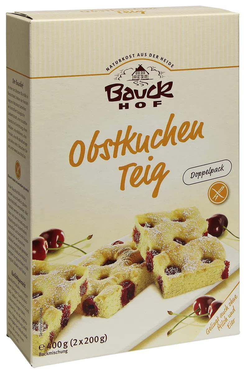 Bauckhof Obstkuchenteig, glutenfrei, 2-er Pack (2 x 400 g) - Bio