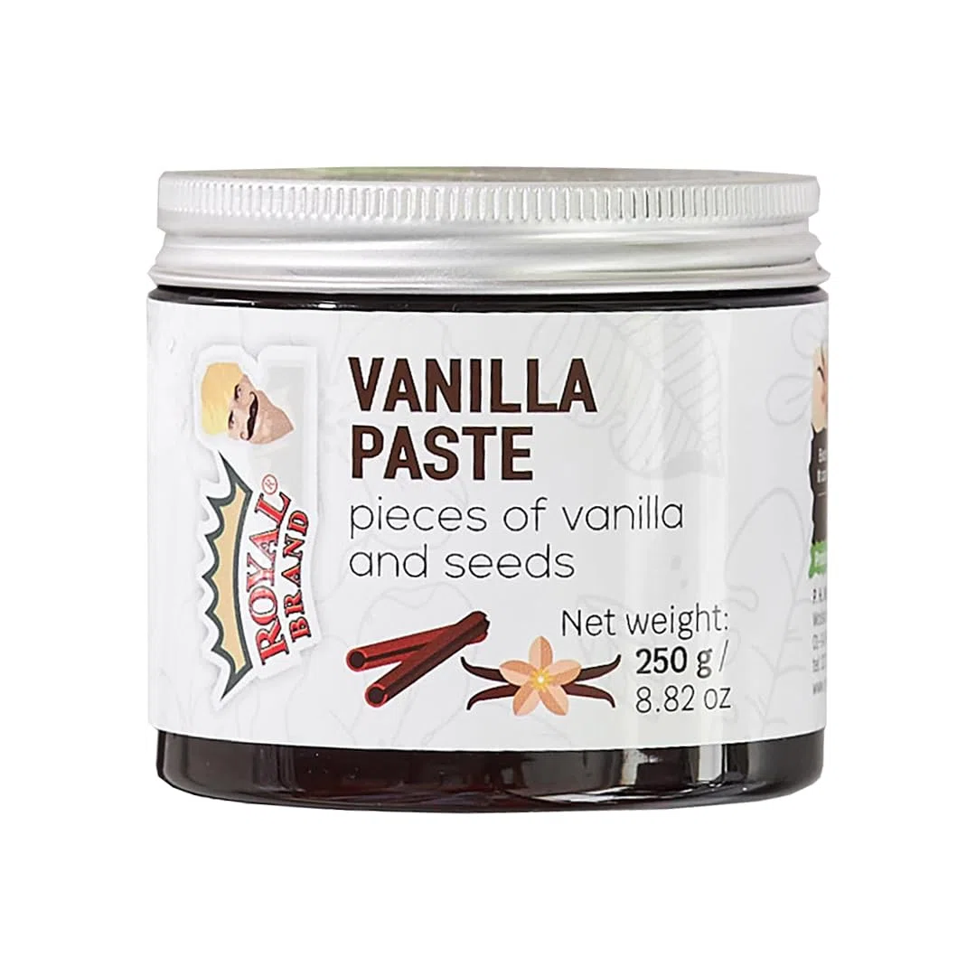Royal Brand Vanilleschotenpaste Bourbon Vanille Paste 250 g Gourmet Vanille für Köche & Desserts Intensives Vanille Aroma ohne Konservierungsstoffe für köche Paste mit Bourbon-Vanilleextrakt