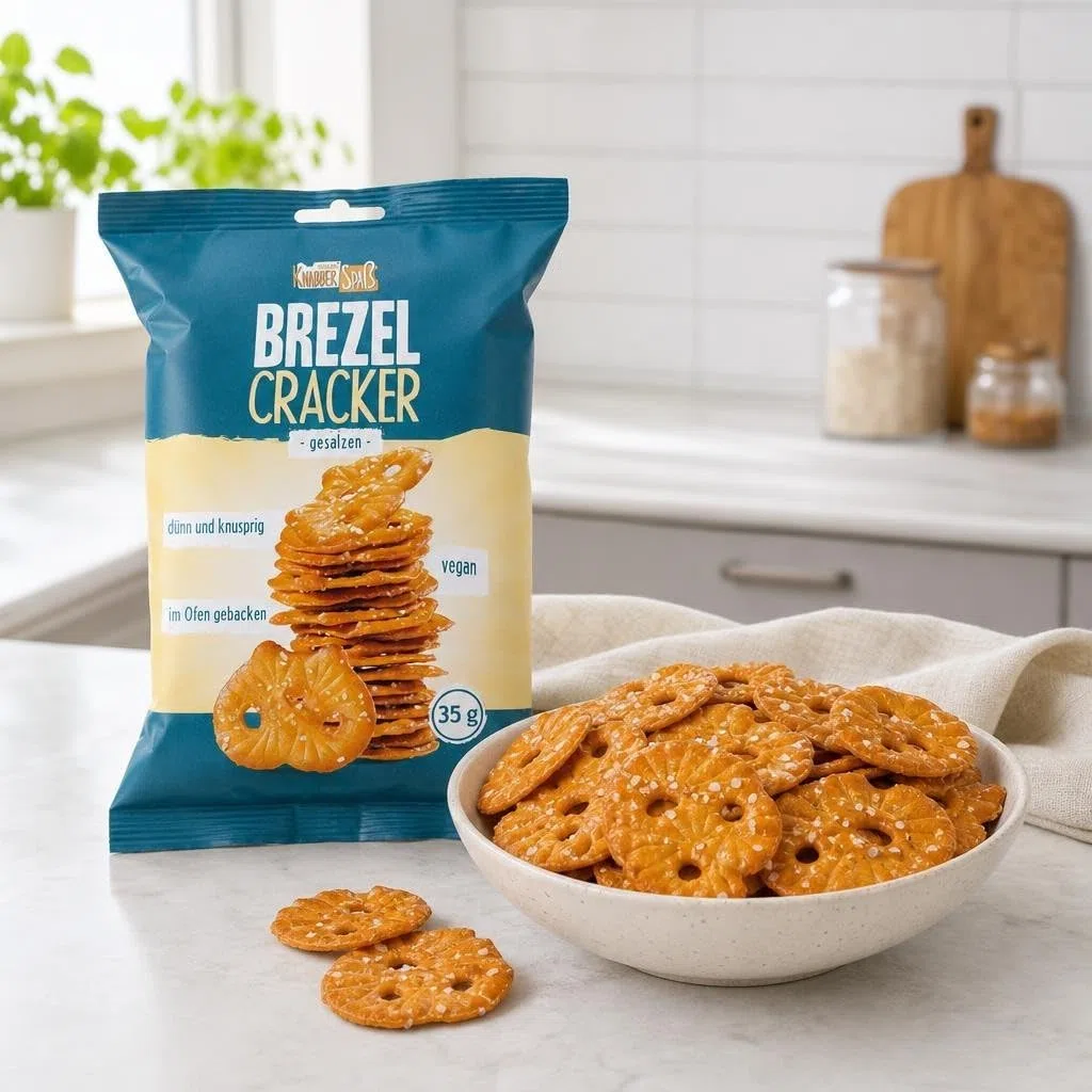 HELLMA Brezel Cracker Salz 28 Stück – einzeln verpackte Mini-Beutel à 35 g, portionierter Salz-Snack für Gastronomie, Hotel, Büro & Catering