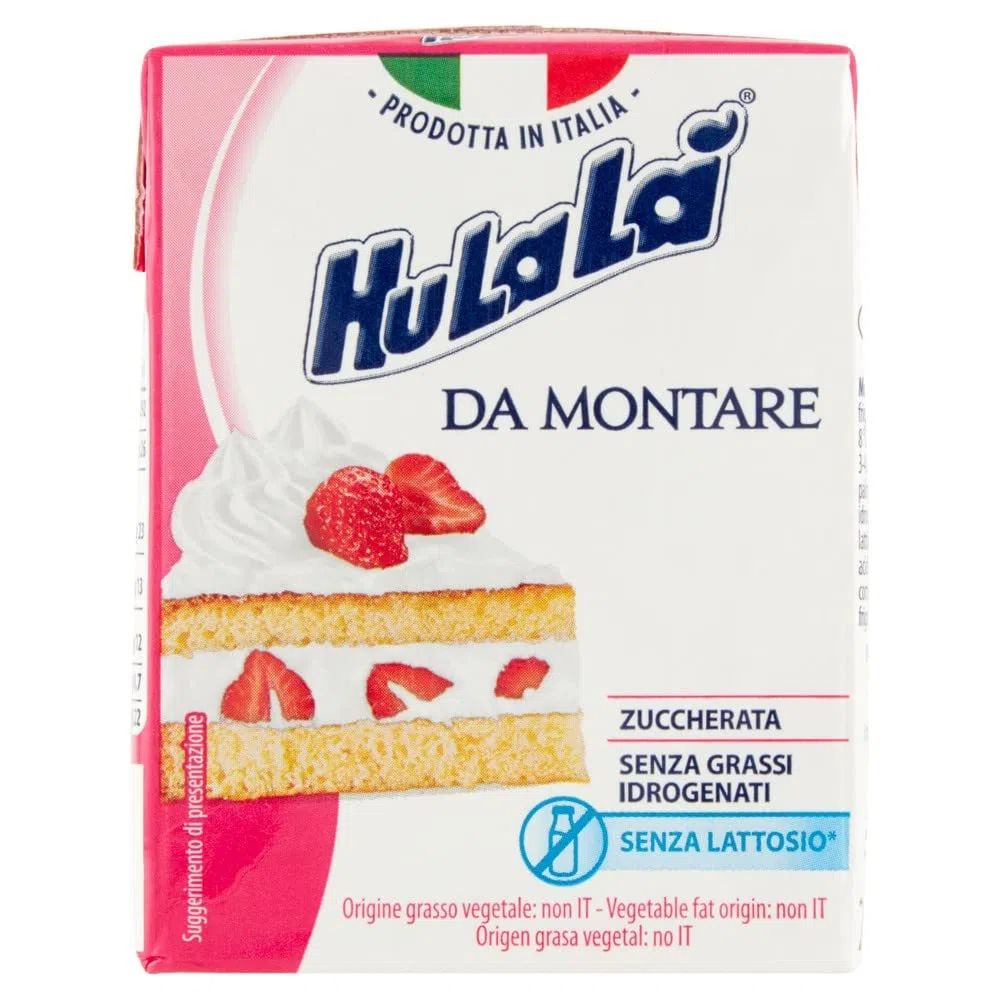 12x Hulalà Panna da montare zuccherata gesüßtes Süßwarenprodukt Sahne zu montierendes 200ml laktosefrei und frei von gehärtetem Fett Italienisches Produkt basierend auf pflanzlichen Fetten