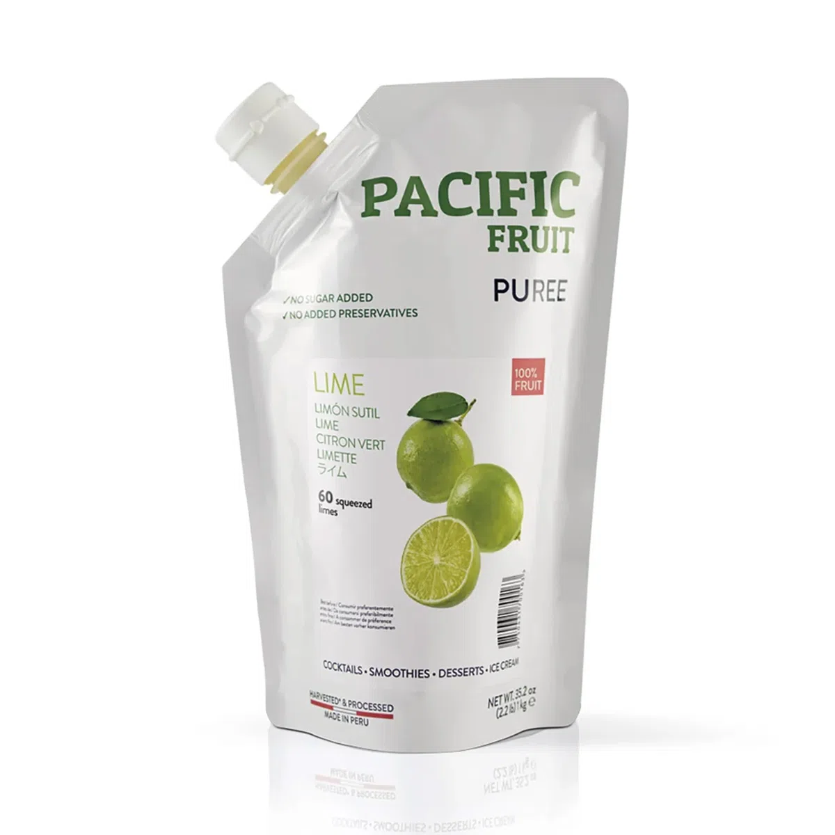 Pacific Fruit Püree Limette 1kg Fruchtpüree für Panna Cotta, Mousse, Sorbet & Kuchen, Salsas, Guacamole, Suppen, Curry, Eintöpfe, ohne Konservierungsstoffe, Zuckerzusätze, glutenfrei & vegan (1) (1)