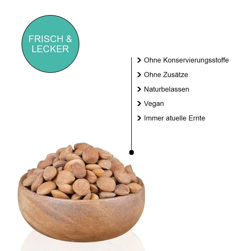 Aprikosenkerne bitter ganz ungeschwefelt naturbelassen ohne Konservierungsstoffe ungesalzen ohne künstliche Aroma- und Farbstoffe wiederverschließbare Verpackung 1kg - 5kg (1kg)