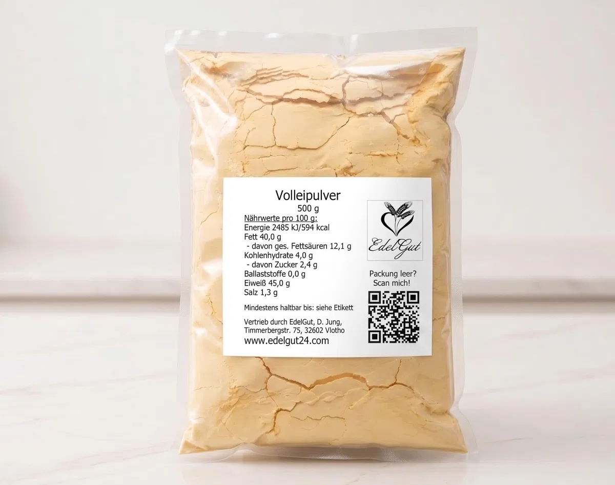 Volleipulver 500 g Lebensmittelqualität pasteurisiert sprühgetrocknet Vollei 0,5 kg
