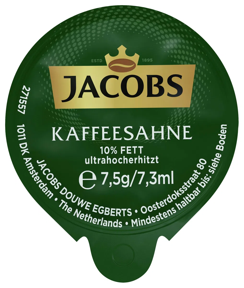 Jacobs Professional Kaffeesahne, hygienisch einzeln verpackt, für Tee & Kaffee geeignet, Tassenportion, 10% Fett, 7,5 g pro Portion, 240 Stück