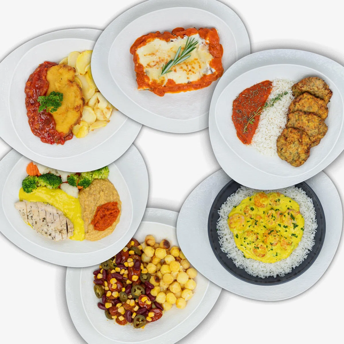LUNCH4YOU Fertiggerichte – frisch zubereitet und gekühlt geliefert | Hausgemachtes Fertigessen, gesunde Mahlzeit & schnelles Essen für die Mikrowelle | 6 x 500g – Flavour Style Box