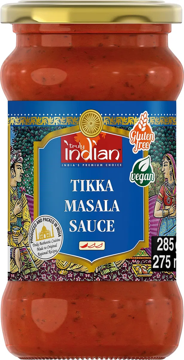 Truly Indian Tikka Masala Sauce, Angenehm scharfe Fertigsauce für schnelle Gerichte mit natürlichen Zutaten, Authentisch indisch kochen, Vegan & glutenfrei (6 x 285 g)