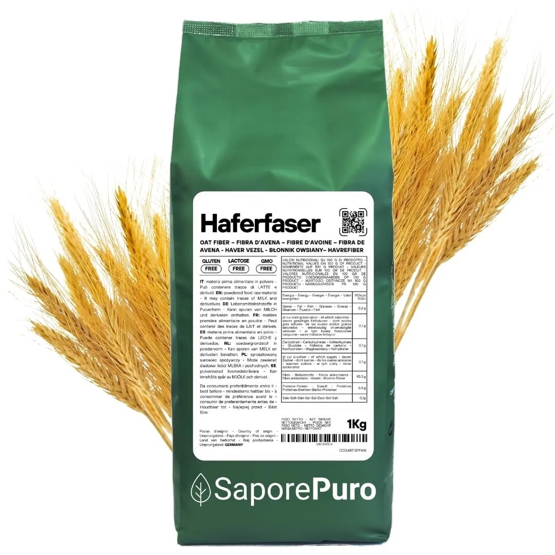 SaporePuro Haferfaser 1 kg - Glutenfrei - Natürliche Ballaststoffquelle