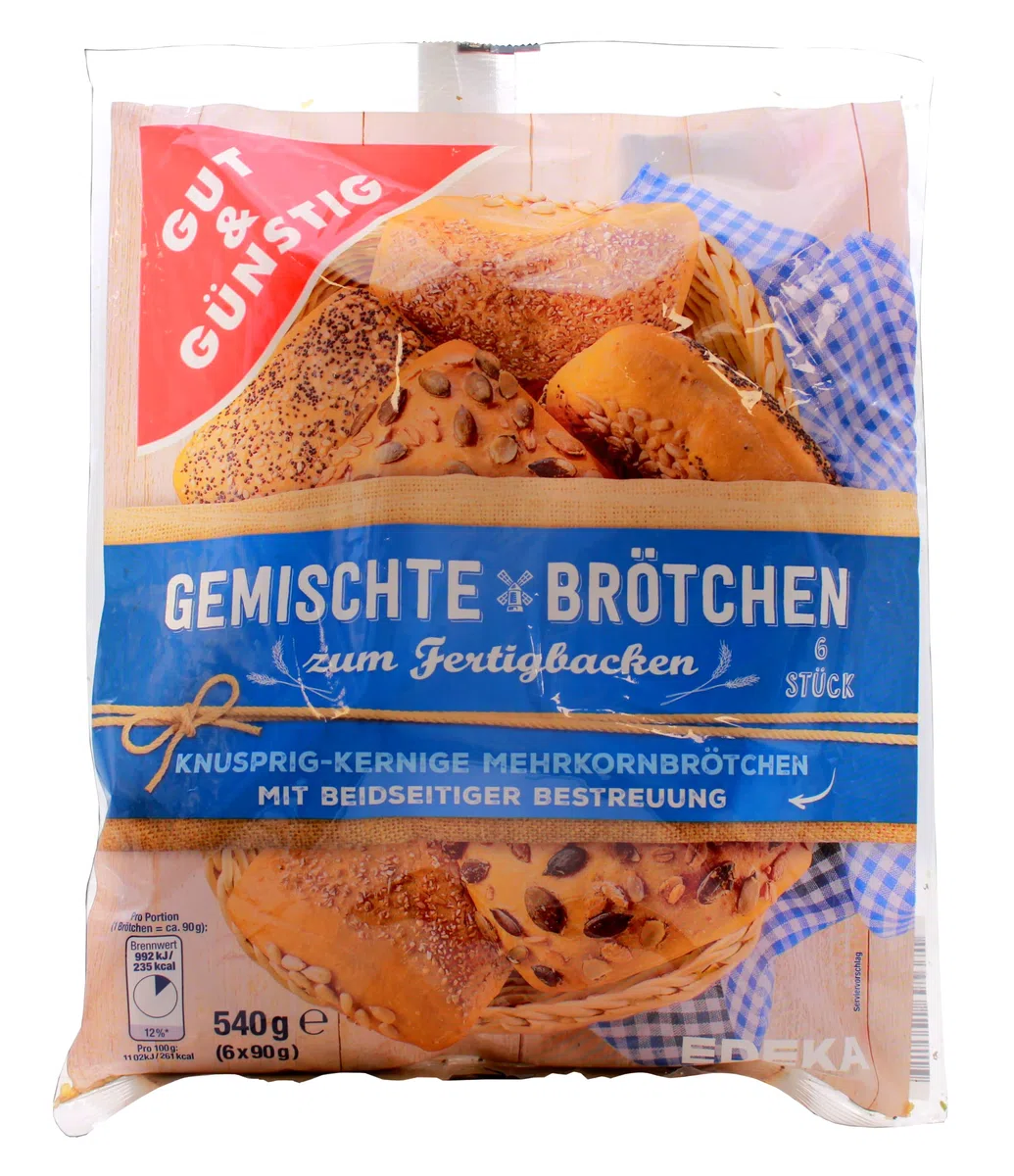 Edeka Gut & Günstig Gemischte Brötchen zum Fertigbacken, 6er Pack (6 x 540g)