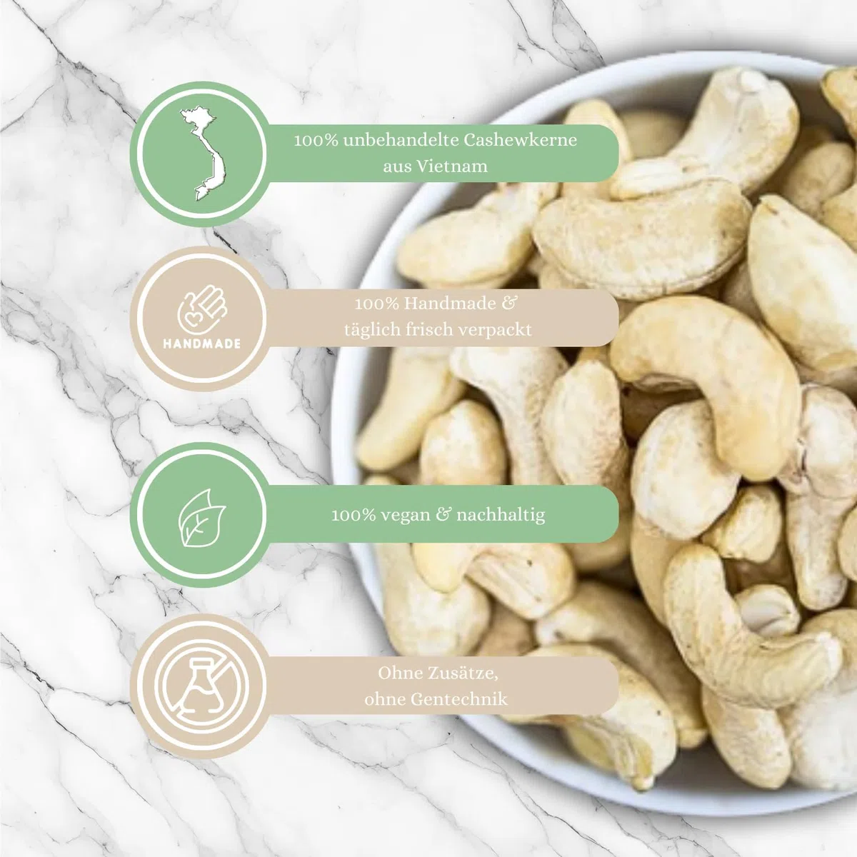 1001 Frucht | Cashewkerne naturbelassen und ungesalzen 1kg | Premium & Rohkost Qualität | Jeden Tag frisch verpackte Ware! Hand Made in Germany !