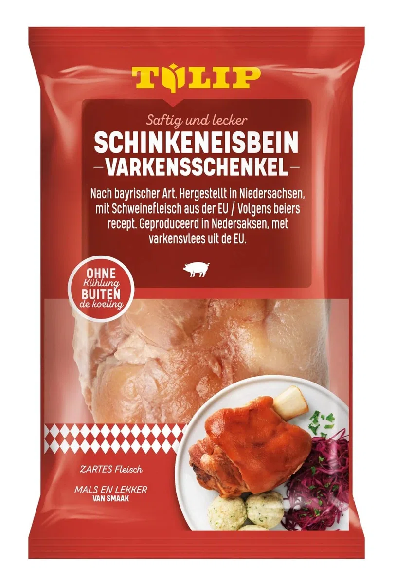 TULIP Grillhaxe mit Schwarte + ohne Schwarte + Schinkeneisbein + Mini-Haxe | Ungekühlt haltbar - Vakuumverpackt | Haxe mit Schwarte 600g + Haxe ohne Schwarte 500g + Schinkeneisbein 600g + Mini-Haxe 500g