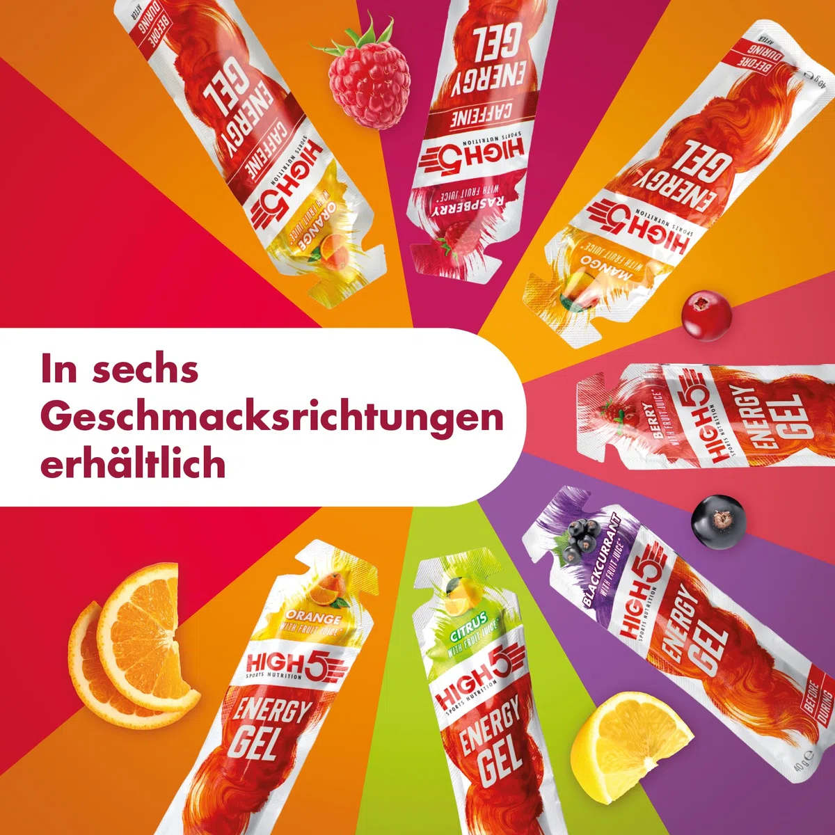 HIGH5 Energy Gels - Schnelle Energiezufuhr mit Sport Gel für Spitzenleistung - Mit natürlichem Fruchtsaft, koffeinfrei - Energie Gel für Laufen, Running, Radsport, Ausdauer (Beere, 20 x 40g)