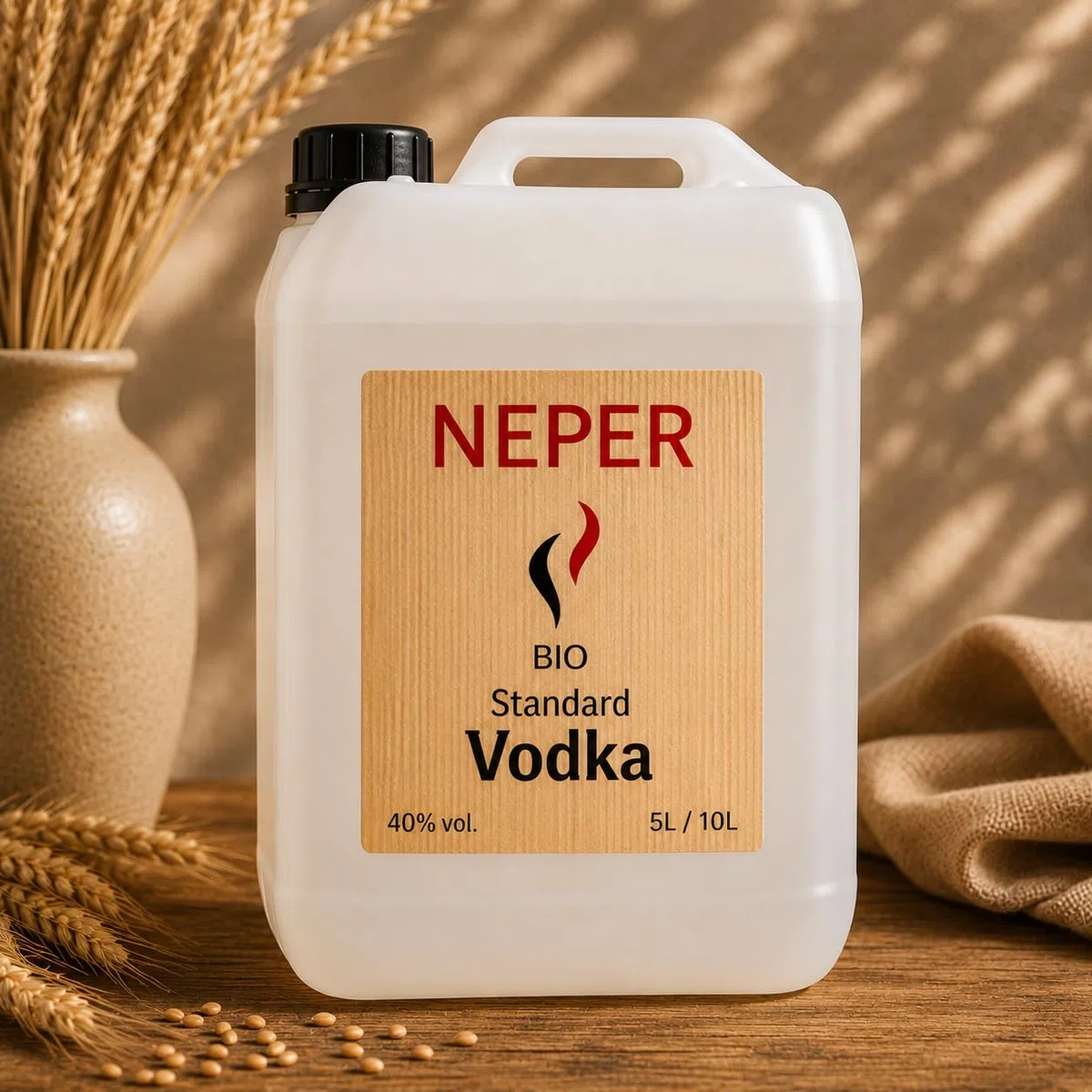 Neper Austrian Standard Vodka, 10L, Bio Organic, 17-fach destilliert, Premium Bio Vodka, Straight Grain Wodka - Unfiltered, 40% vol. (10L Kanister)