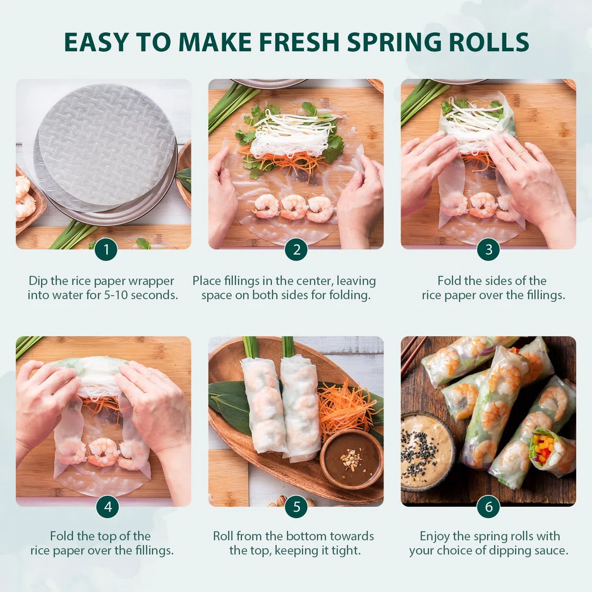 Soeos Reispapier, White Rice Paper Wrappers, 1 Pack, 34 Sheets-Fresh Spring Roll Wrapper & Knödel, Non-GMO, Gluten-Free, Low Carb, Vietnamesische Reis-Wraps (Runde, 22cm)