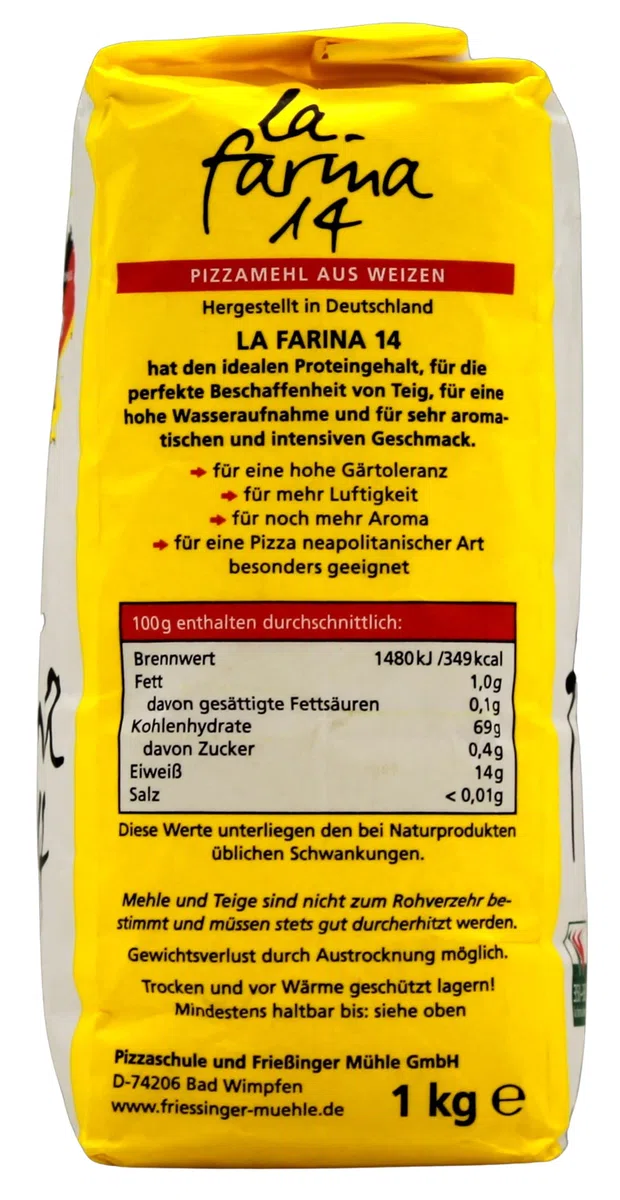 Frießinger Mühle la farina 14 Pizzamehl Typ 00, 10er Pack (10 x 1 kg)