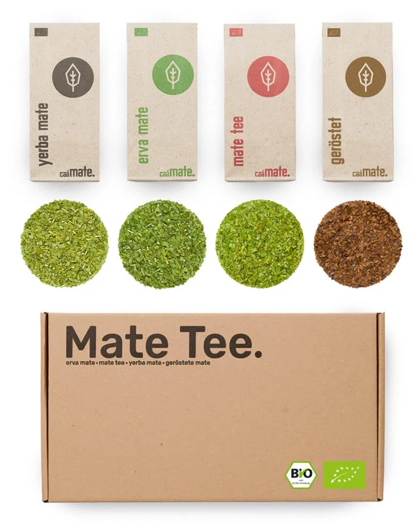 Mate Tee Probierset ● 4 Bio Matesorten ● je 100g Erva Mate + Yerba Mate + grüner Matetee + gerösteter Matetee