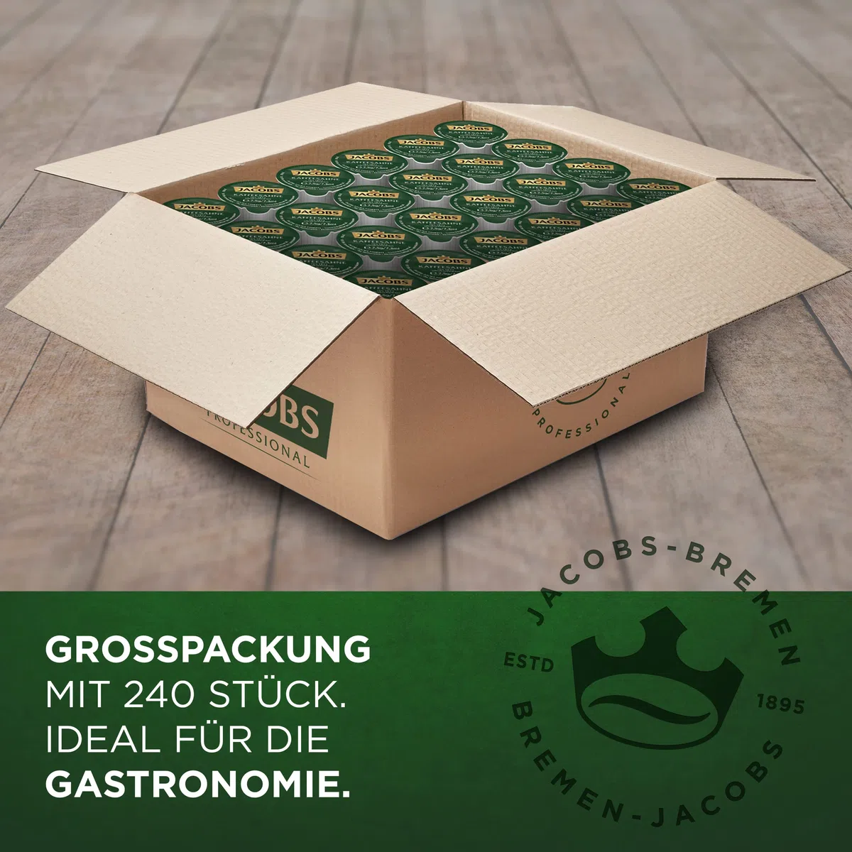 Jacobs Professional Kaffeesahne, hygienisch einzeln verpackt, für Tee & Kaffee geeignet, Tassenportion, 10% Fett, 7,5 g pro Portion, 240 Stück
