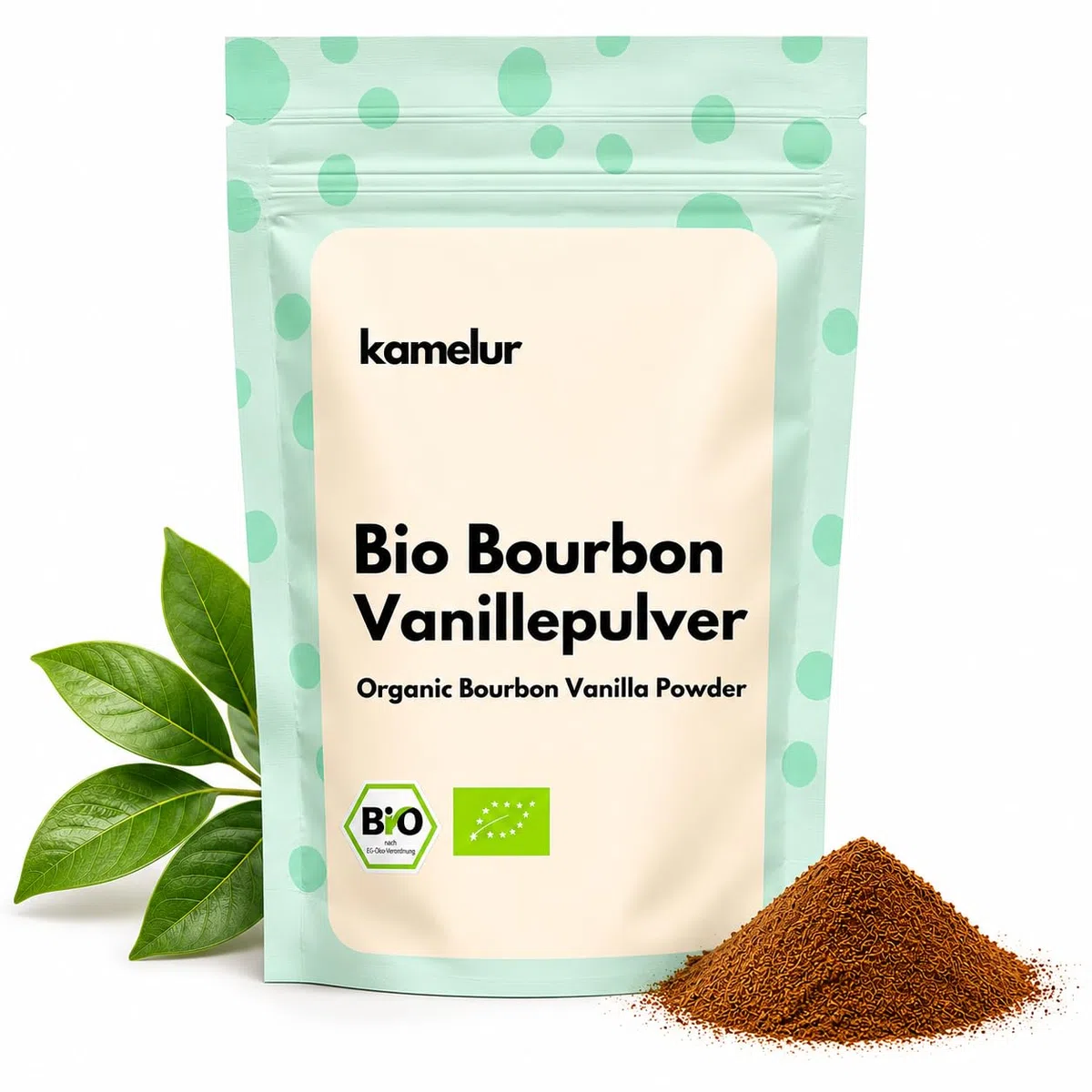 Kamelur 20g Echte BIO Bourbon Vanille gemahlen aus Madagaskar - aromatisches BIO Bourbon Vanille Pulver, ohne Zusätze