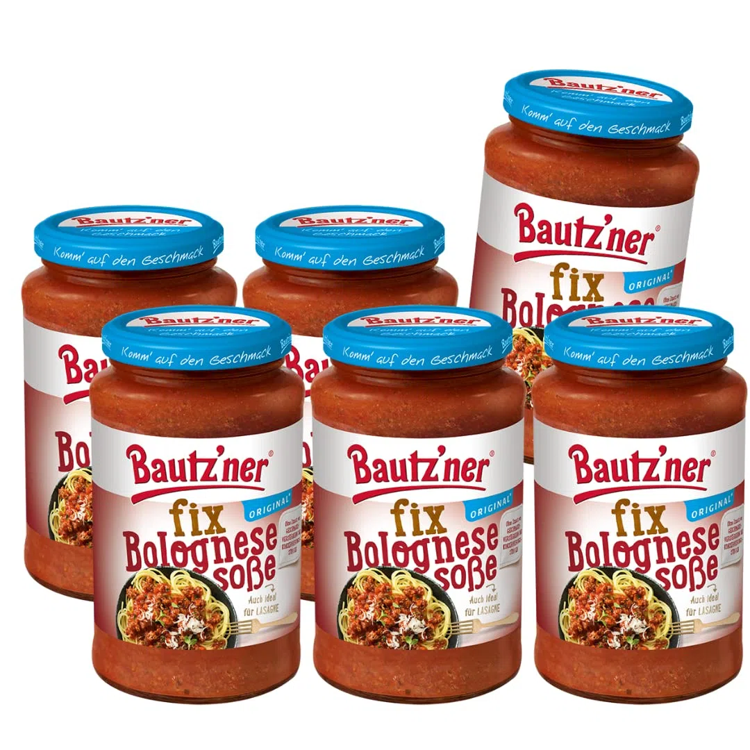 Bautz'ner Fix Bolognese Soße, 6 x 400ml Glas, fertige Bolognese, 6er Pack