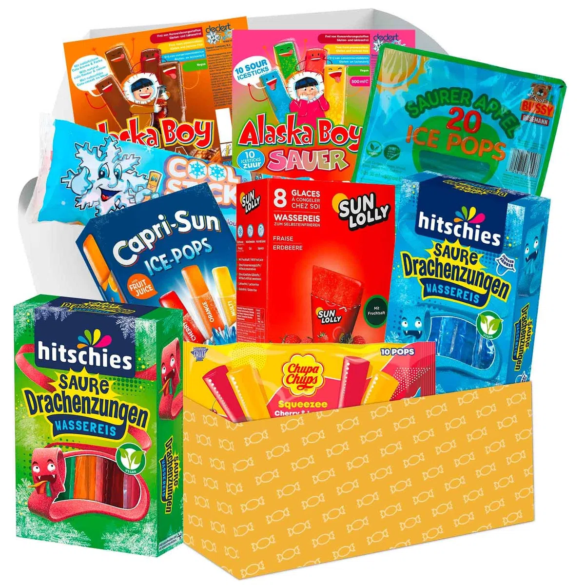 World of Sweets Wassereis-Box – Wassereis-Spezialitäten verschiedener Marken – Bunte Eis-Mixbox zum Einfrieren für Kinder, Familien & Sommerpartys