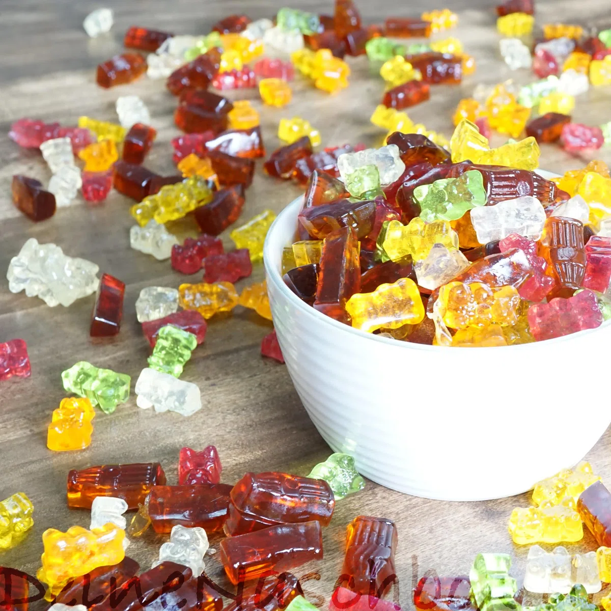 Deine Naschbox | Zuckerfreier Fruchtgummi 2er Mix#1 | 1kg Naschbox | XL Großpackung - Party, Candybar & als Geschenk - Bunte Bärchen - Cola Fläschchen