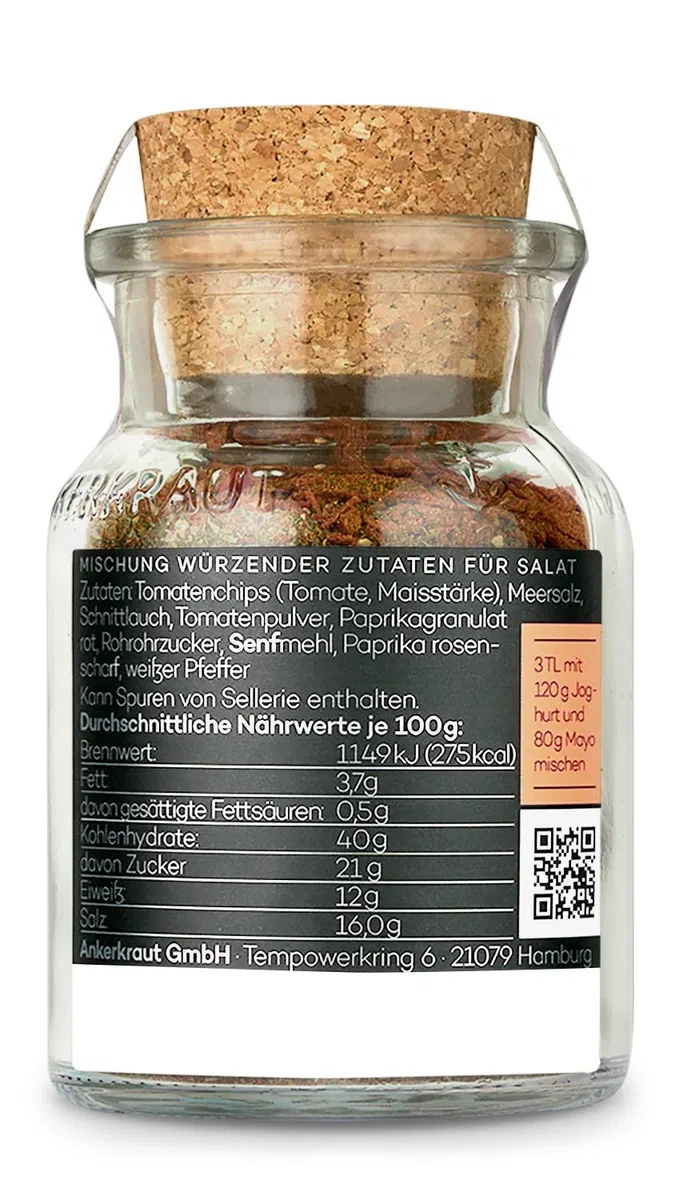 Ankerkraut Thousand Island Gewürz für Salat, fruchtiges Dressing selber machen, 90 g im Korkenglas