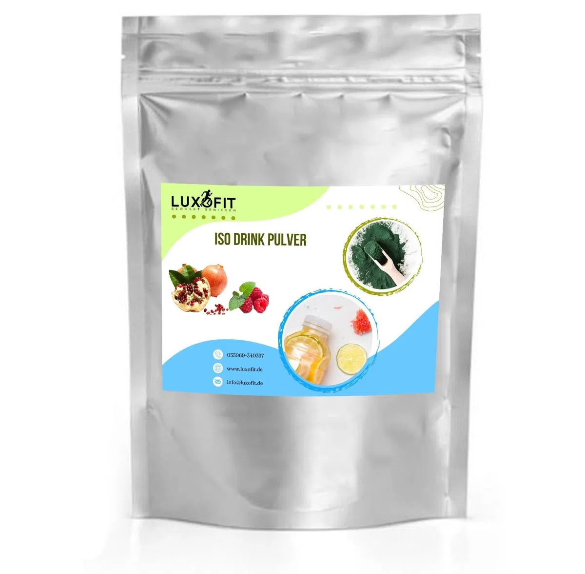Luxofit Himbeer Granatapfel Getränk isotonisch | Iso Drink Pulver, Elektrolytgetränk mit L-Carnitin, Natürliche Farbstoffe, schnelle und einfache Zubereitung (10 Kg)