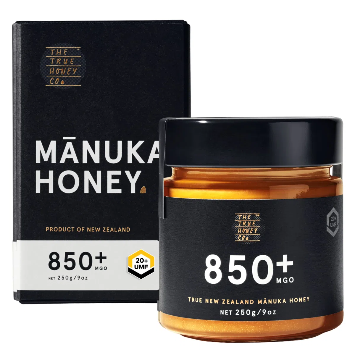 The True Honey Co. Manuka Honig MGO 850+ (UMF 20+) 250g | MGO & UMF-zertifiziert. Das exklusive, höchst prämierte Original aus Neuseeland mit 100% Echtheitsgarantie