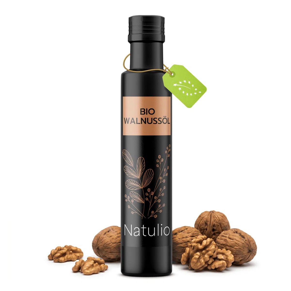 Natulio Walnussöl Bio kaltgepresst 250ml - zur Ernährung sowie zur Haarpflege geeignet - sehr reich an Linolsäure - zertifiziert nach DE-ÖKO-006