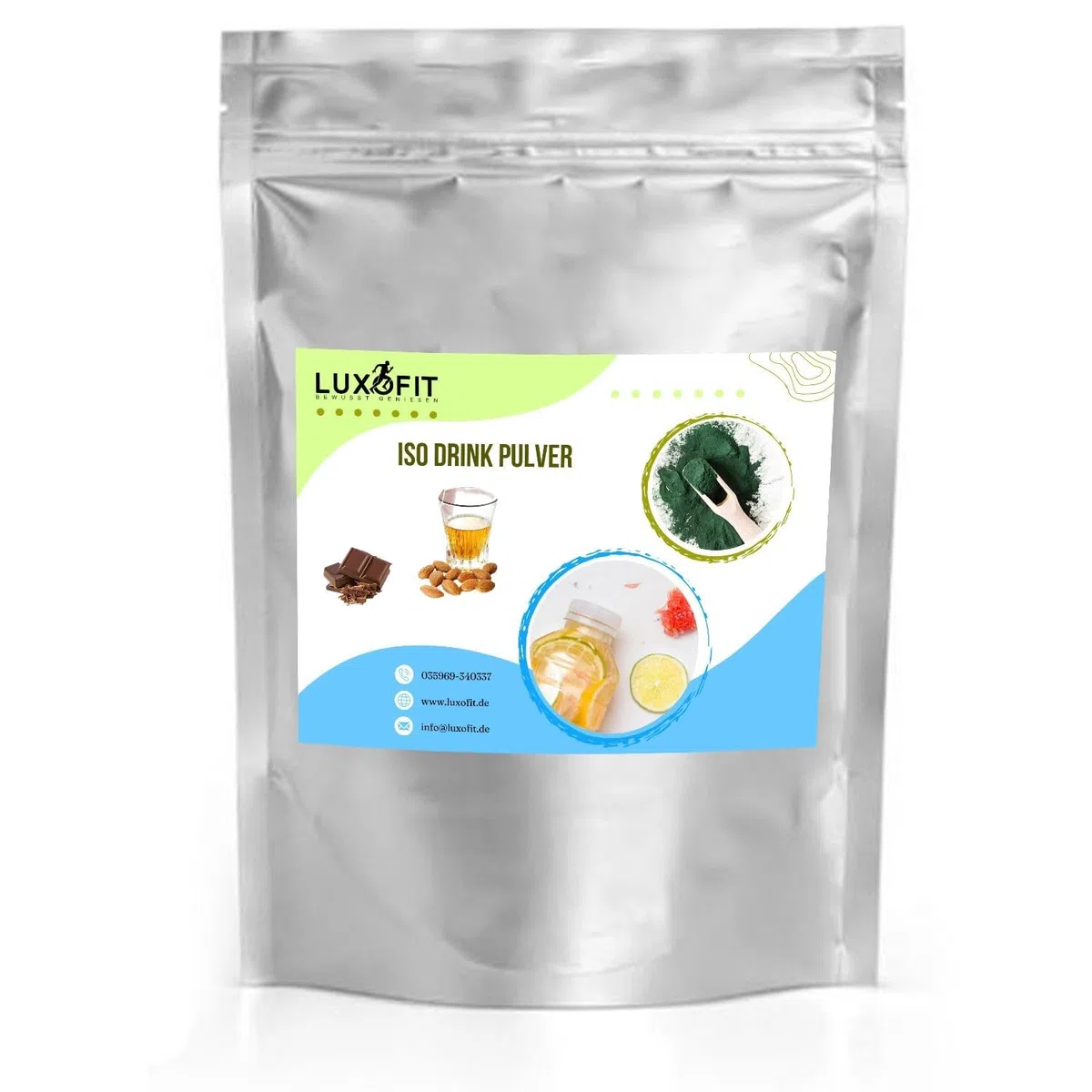 Luxofit Amaretto Schoko Isotonisches Getränkepulver, Elektrolytgetränk mit L-Carnitin, Natürliche Farbstoffe, Erfrischendes Getränkepulver, Fitness-Drink (10 Kg)