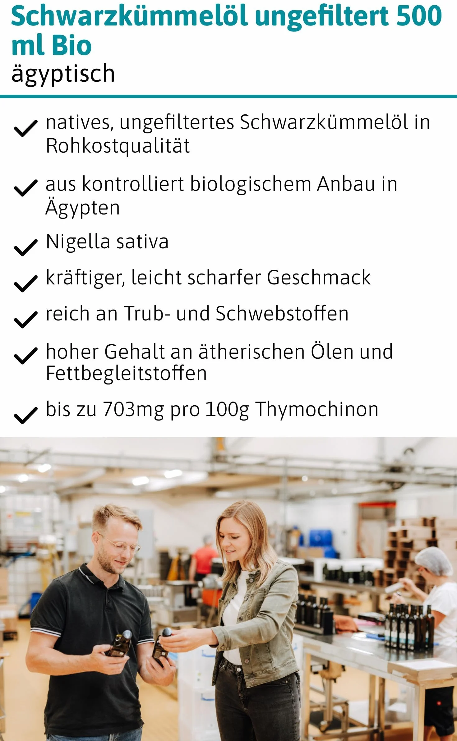 Ölmühle Solling Schwarzkümmelöl - UNGEFILTERT - kaltgepresst – 500ml - BIO
