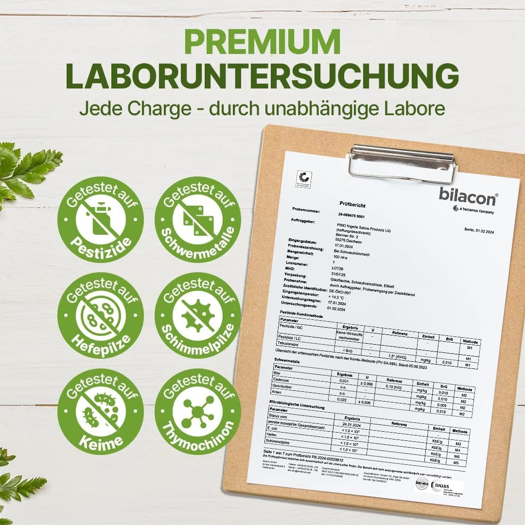 Premium BIO Schwarzkümmelöl – kaltgepresst & ungefiltert – hoher Thymochinongehalt - 100% Nigella sativa aus Ägypten – laborgeprüft & lichtgeschützt im Miron Violettglas (1x100 ml)