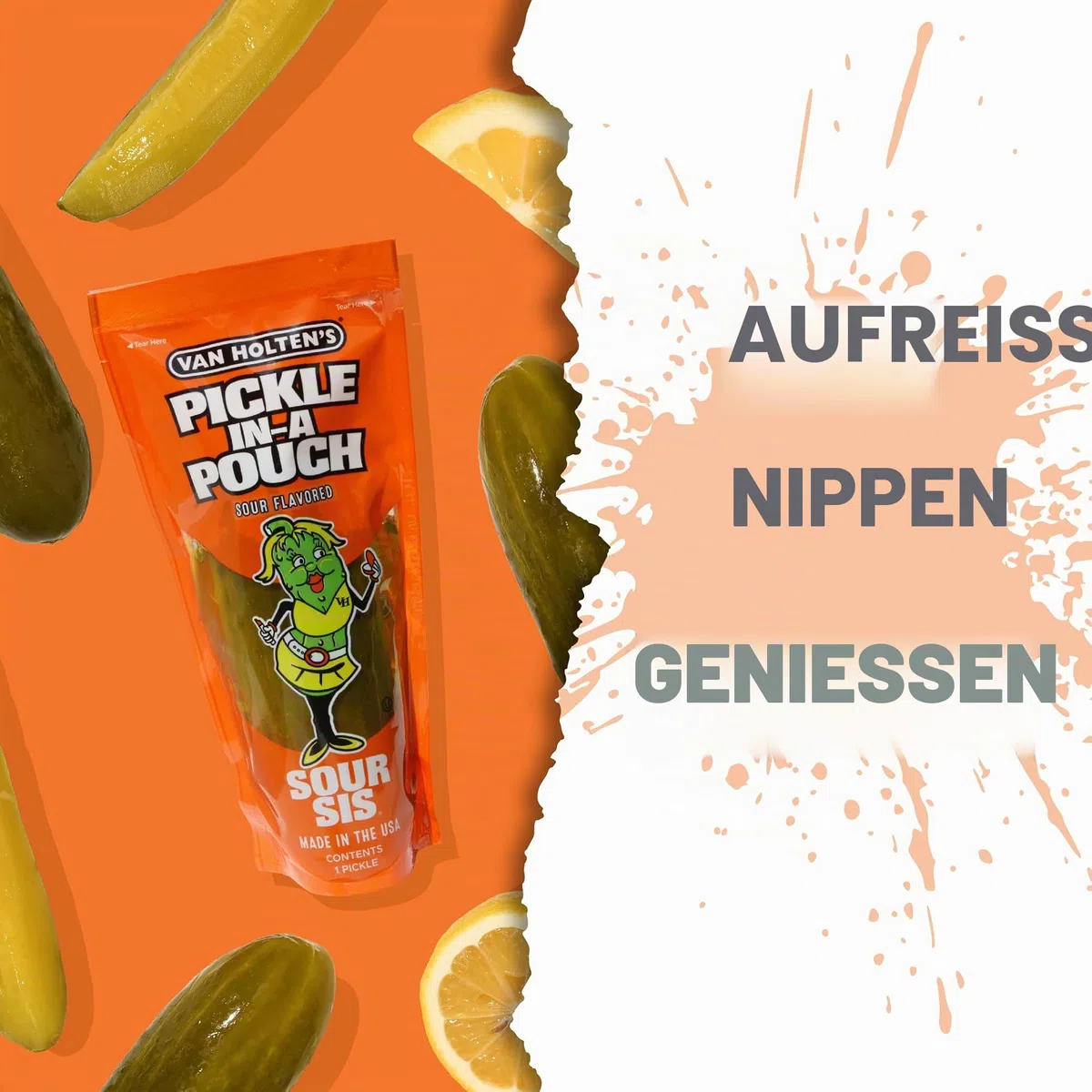 Van Holten's Pickles Sour Sis Pickle-In-A-Beutel, 6 Stück