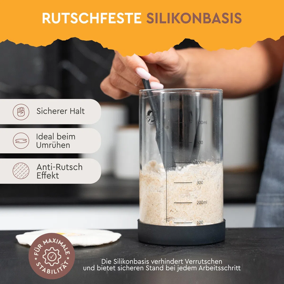 Sauerteig Starter Set, 700 ml Gärglas aus Borosilikatglas mit Spatel, Thermometer & Fütterungsband, Komplettes Sauerteig Starter Kit