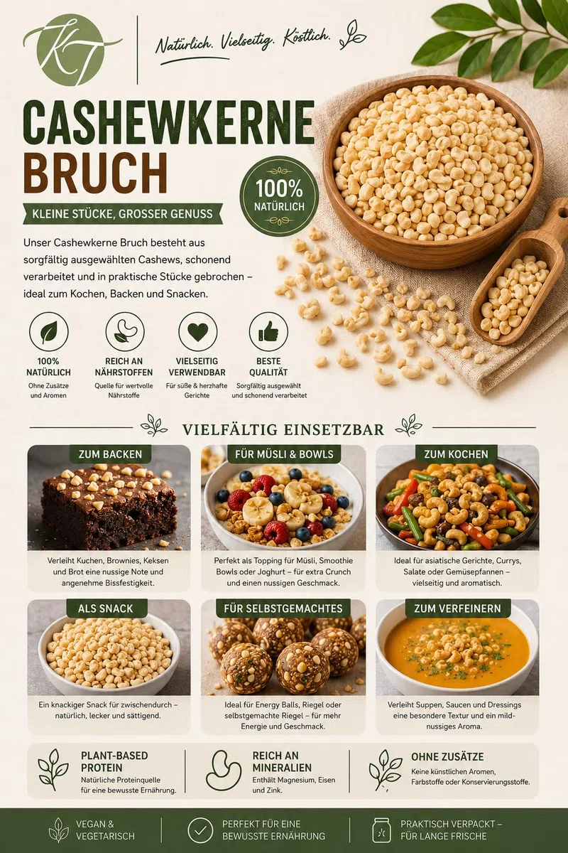 K T 1000 g / 1 Kg Cashewkerne Bruch Cashewnüsse Cashew Cashews Bruch - 1 A Qualität