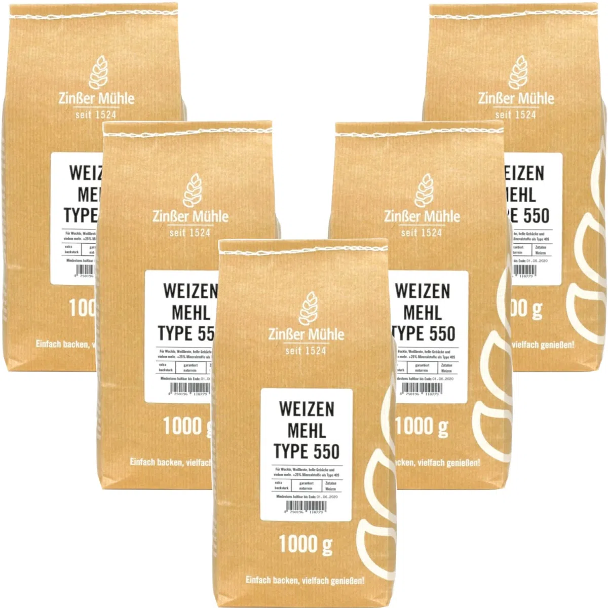 5X Weizenmehl Type 550 1000 g