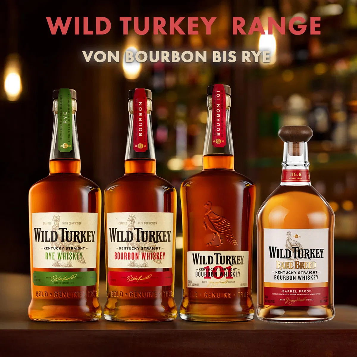 Wild Turkey Kentucky Straight Bourbon Whiskey - charaktervoller Whiskey - ideal für Cocktails - 40,5% Vol. Alkohol - 1 x 0,7 l