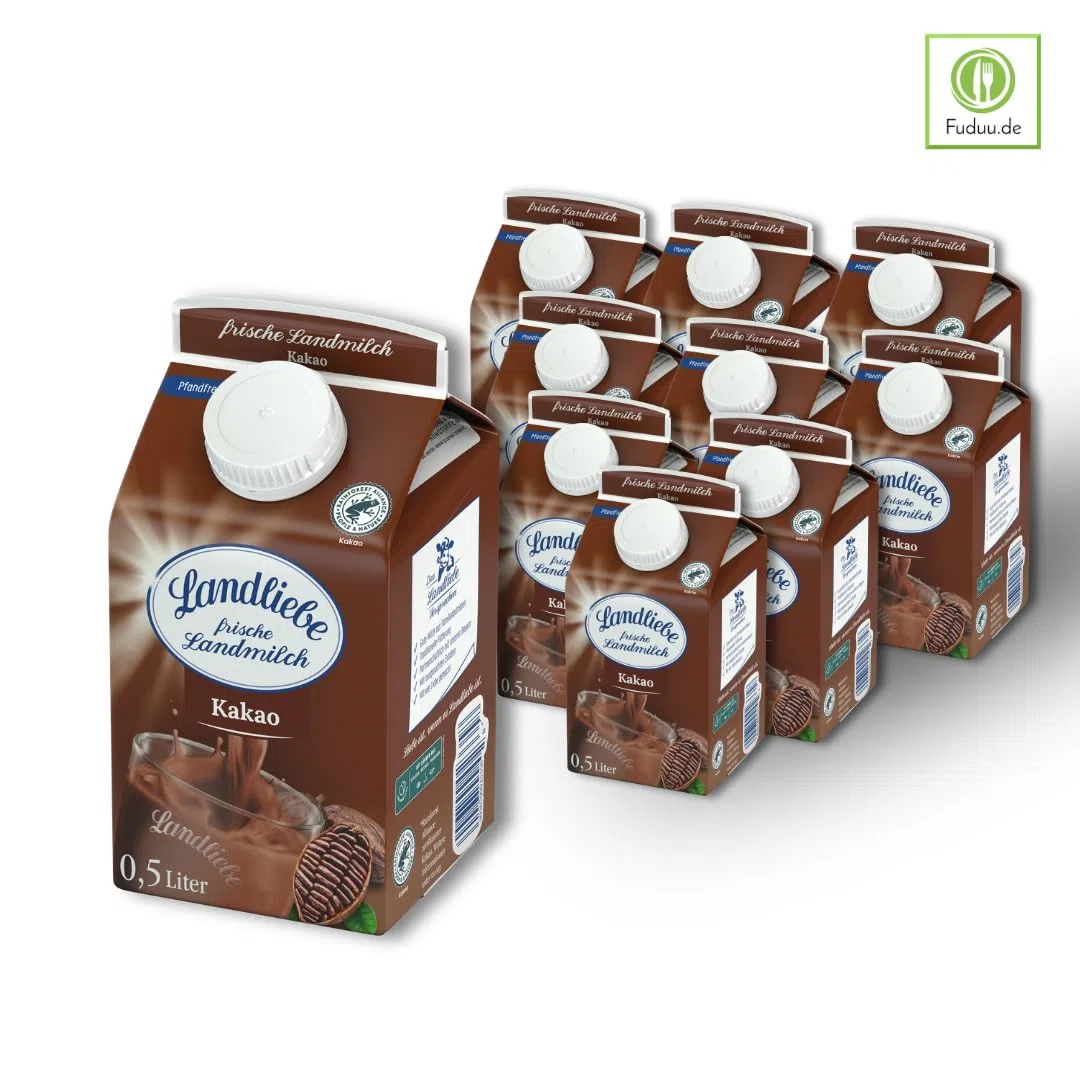 Landliebe - Kakao Milchmischgetränk 1,5% Fett, 10 x 0,5L – cremiger Trinkgenus, praktische To-go-Flaschen | powered by Fuduu.de