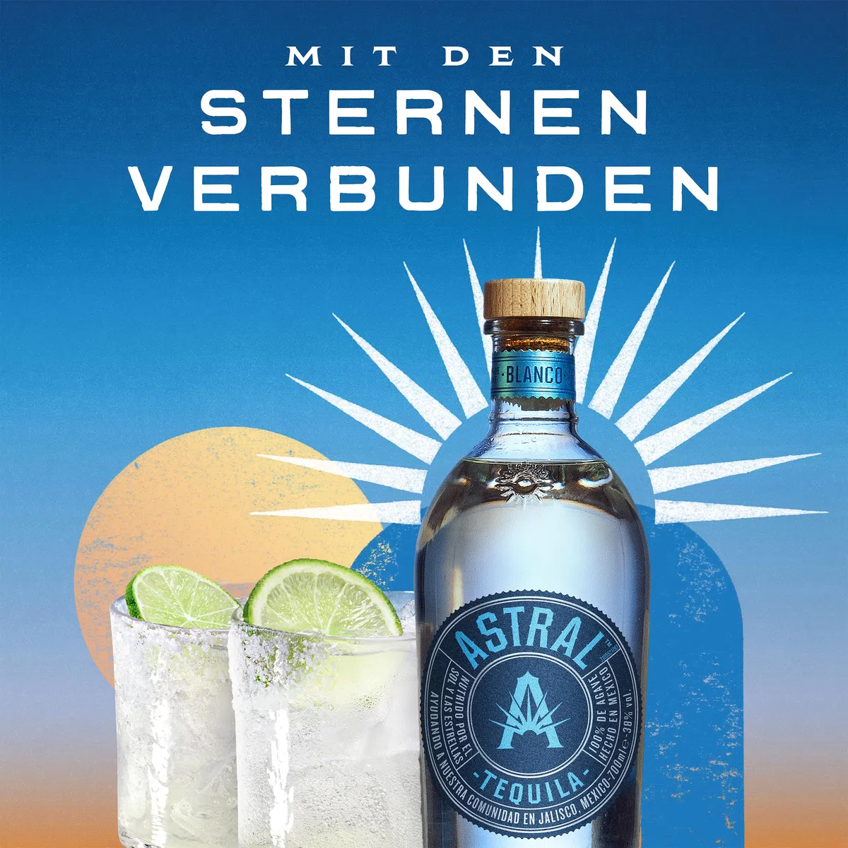 Astral Blanco Tequila | 38% Alkoholgehalt | Einzelflasche 700ml | 100% Blaue Agave