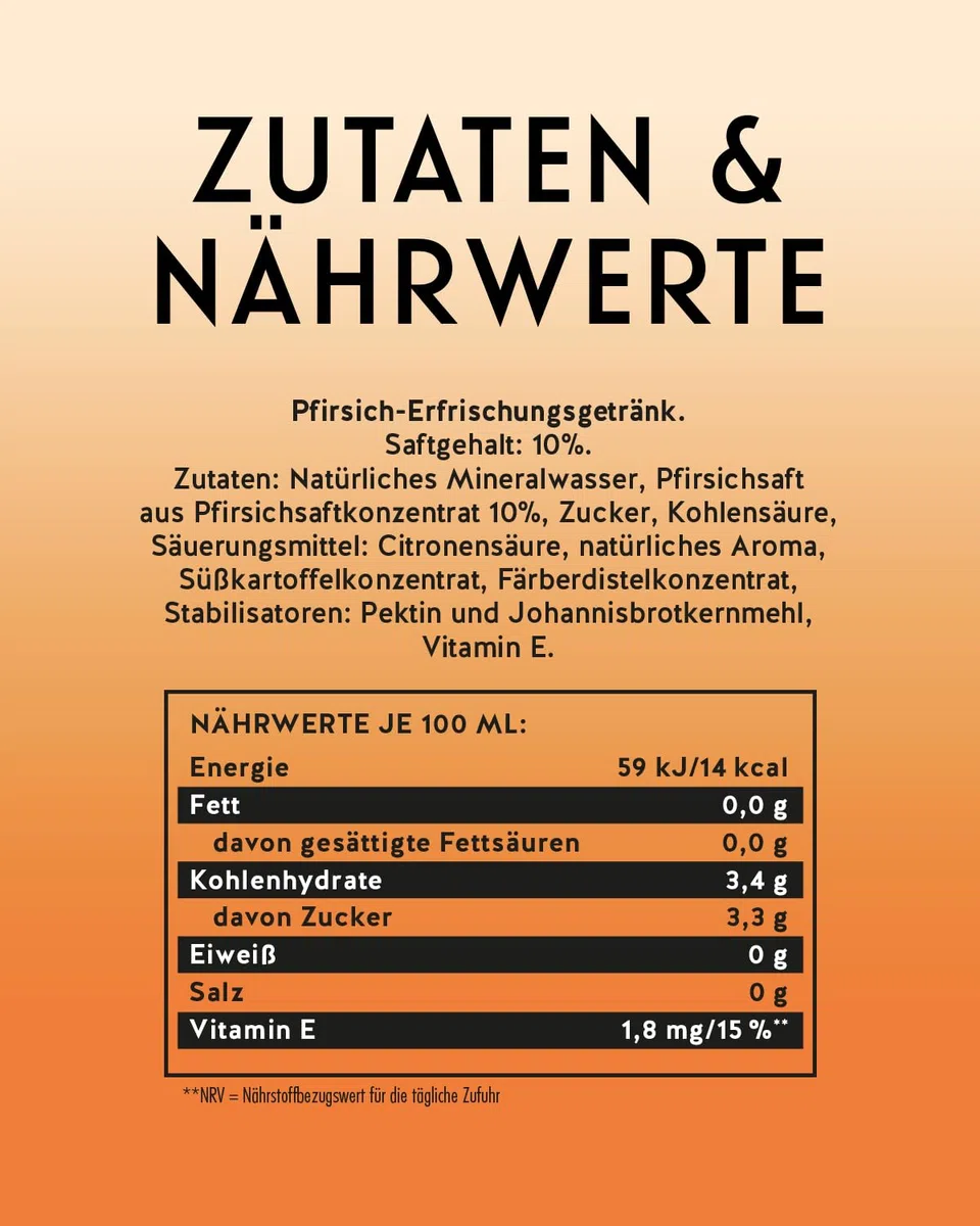 granini FRESH Pfirsich (6 x 0,75l), Pfirsich-Erfrischungsgetränk, mit Kohlensäure, echte Früchte, wenig Kalorien, ohne Süßungsmittel, vegan (Packung mit 2)