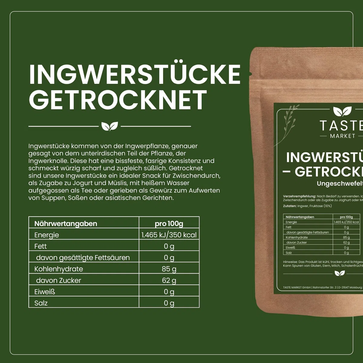 10 kg Ingwerstücke | getrocknet | unbehandelt | scharf | Ingwer Stücke