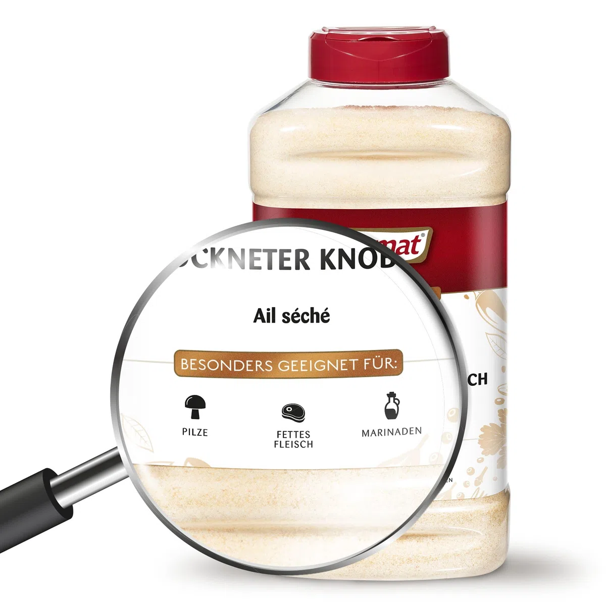 Prymat Knoblauchpulver gemahlen – für Fleisch, Fisch & Marinaden, 1050 g | Aromatisches Knoblauchpulver zum Würzen von Fleisch, Fisch, Gemüse und Marinaden