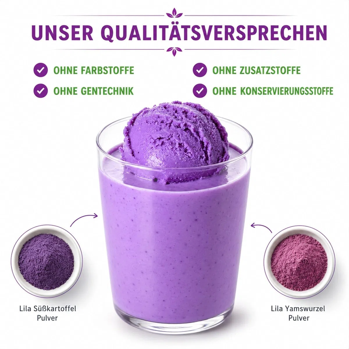 Biomalab Ube Pulver – 100% Natürliche Yamswurzel & Lila Süßkartoffel – Premium Purple Yam Powder – Vegan, Glutenfrei & Ohne Zuckerzusatz – Ideal für Ube Latte, Bubble Tea & Backen (150 g)