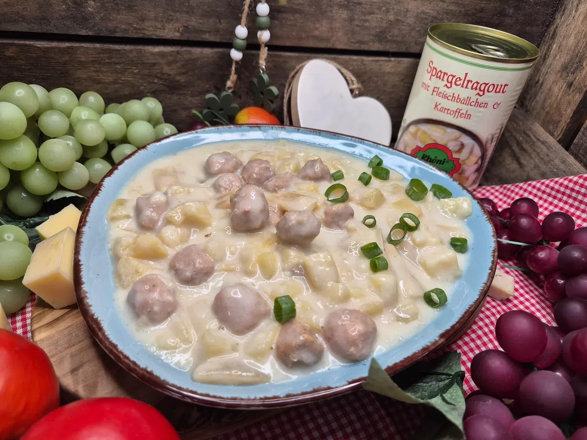 Spargelragout mit Fleischbällchen und Kartoffeln 400g - Rhöni GmbH & Co. KG