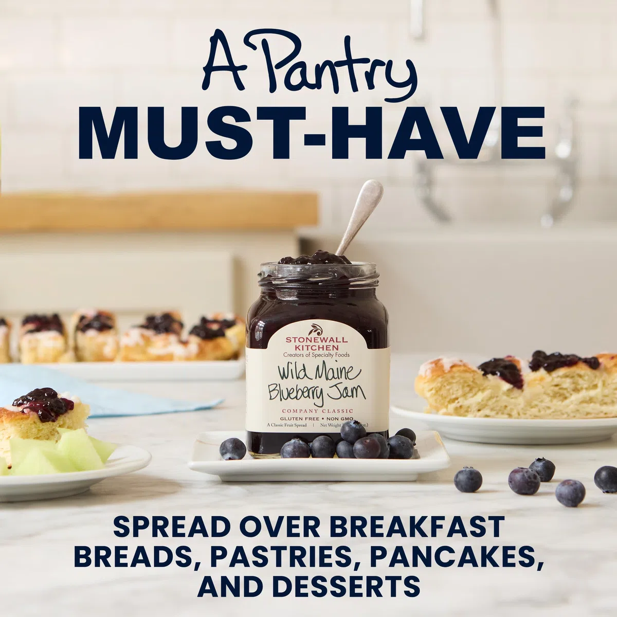 Stonewall Kitchen Wild Maine Blueberry Jam Konfitüre | Legendäre Blaubeerkonfitüre mit wilden Maine-Blaubeeren. Fruchtiger Brotaufstrich für Pancakes, Waffeln und Frühstück