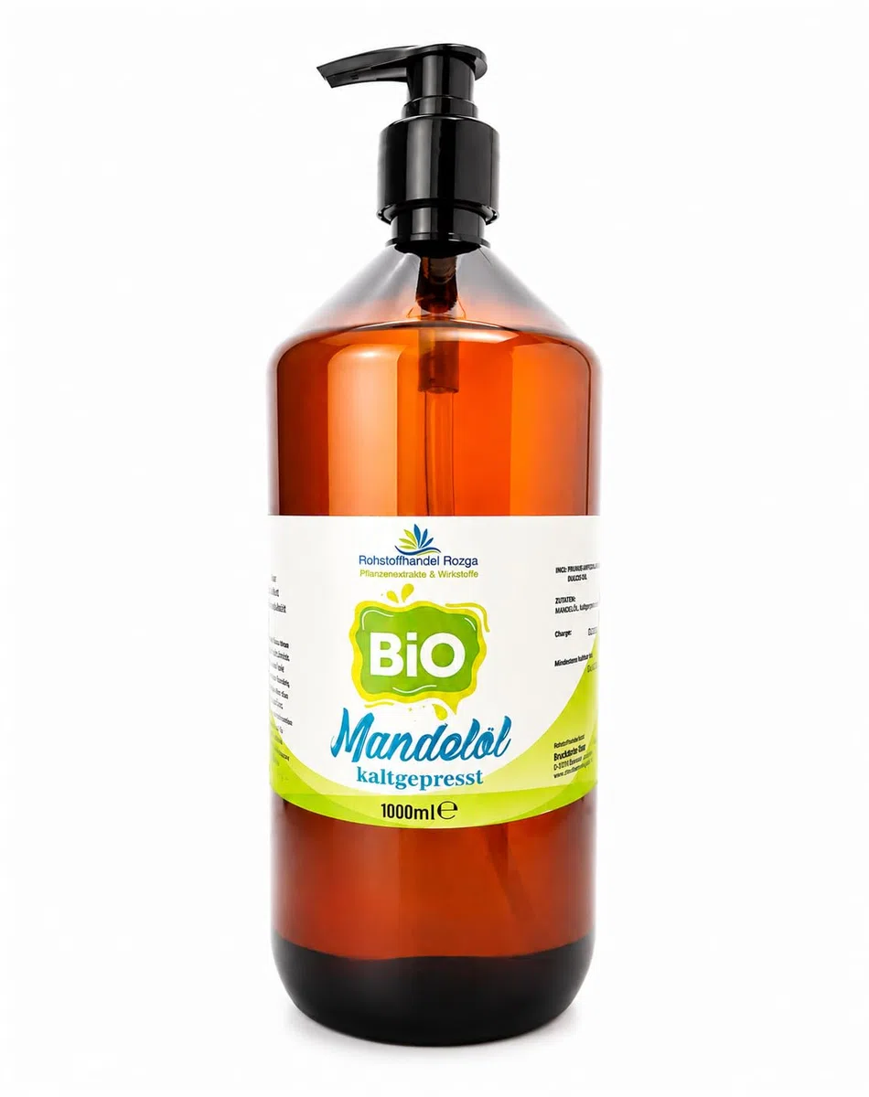 Bio Mandelöl 1 Liter kaltgepresst – 100% naturrein, Lebensmittelqualität, mild & vielseitig – aus kontrolliert biologischem Anbau, ideal für Küche, Smoothies & natürliche Pflege