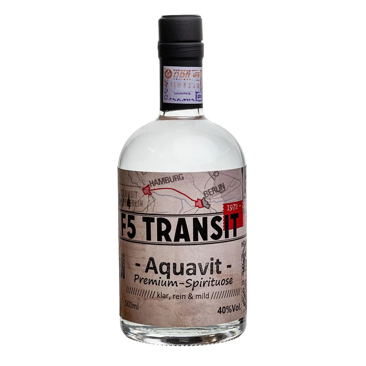 Aquavit 0.5l (40% Vol) No. 5574 - Akvavit DDR-Edition | F5 Transit | Schwechower Brennerei (1229)