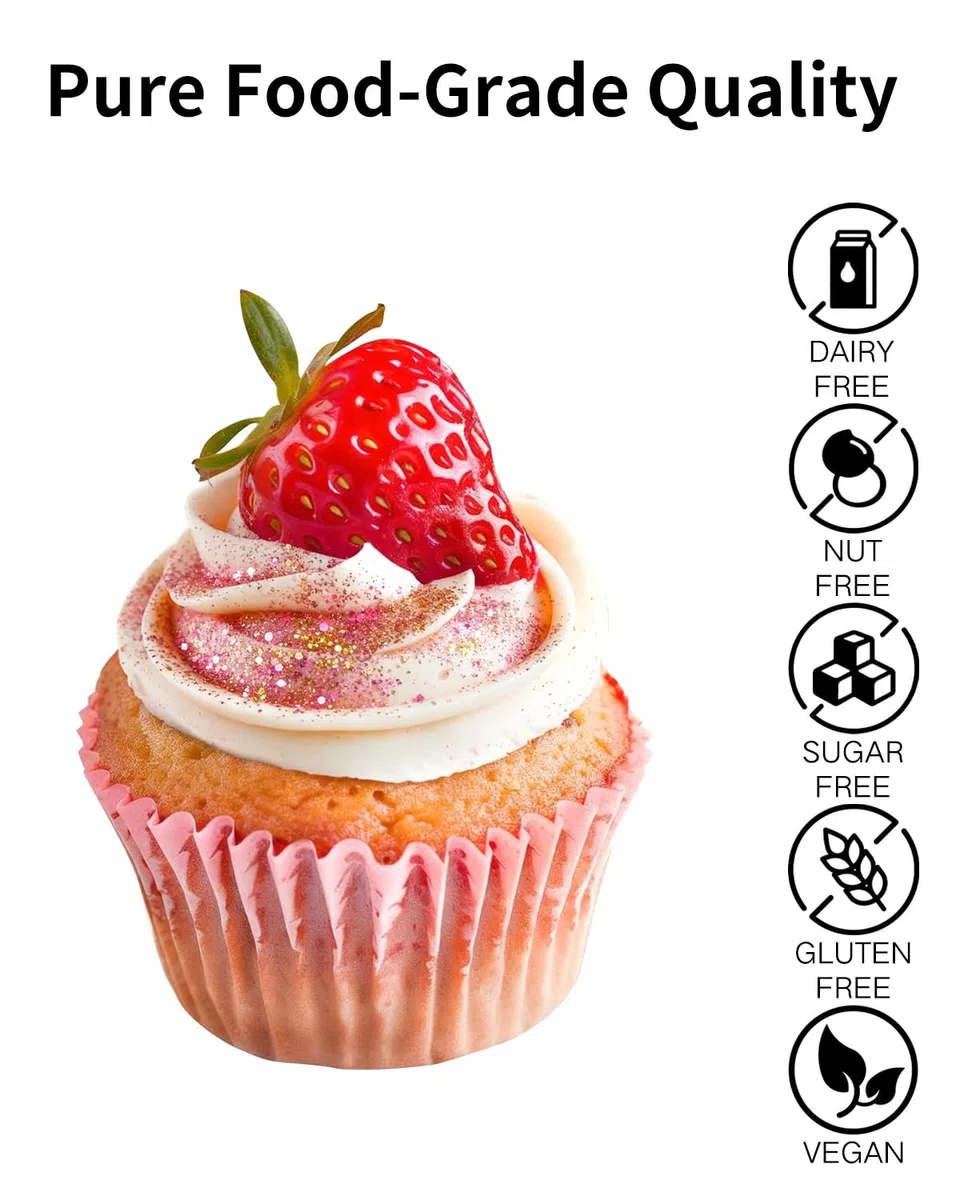 Essbare Glitzer Set, Essbare Glitzer für Getränke & Torten, Lebensmittelechter Glitzerstaub in 4 Farben, Vegan & Zuckerfrei (3g pro Flasche) – Für Cocktails, Desserts, Erdbeeren & Fondant